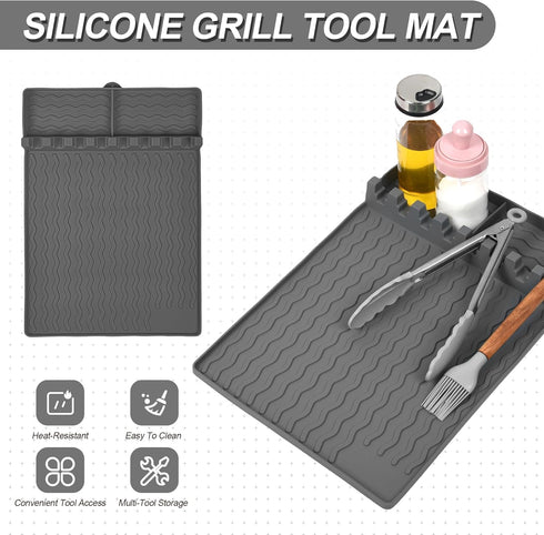 Silicone Grill Mats for Outdoor Silicone Griddle Tools Mat for Blackstone Grill Side Shelf Mat Food Grade Silicone Mat for Barbecue, Kitchen Colla...