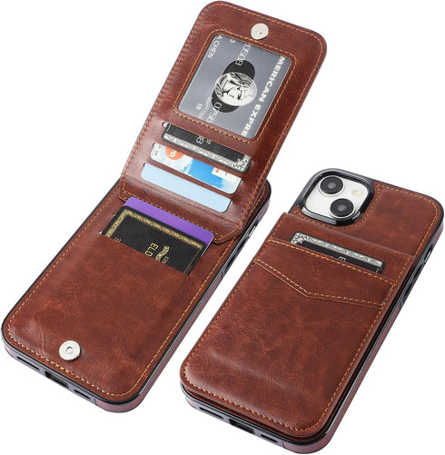 KIHUWEY Compatible with iPhone 15 Plus Case Wallet with Credit Card Holder, Flip Premium Leather Magnetic Clasp Kickstand Heavy Duty Protective Co...