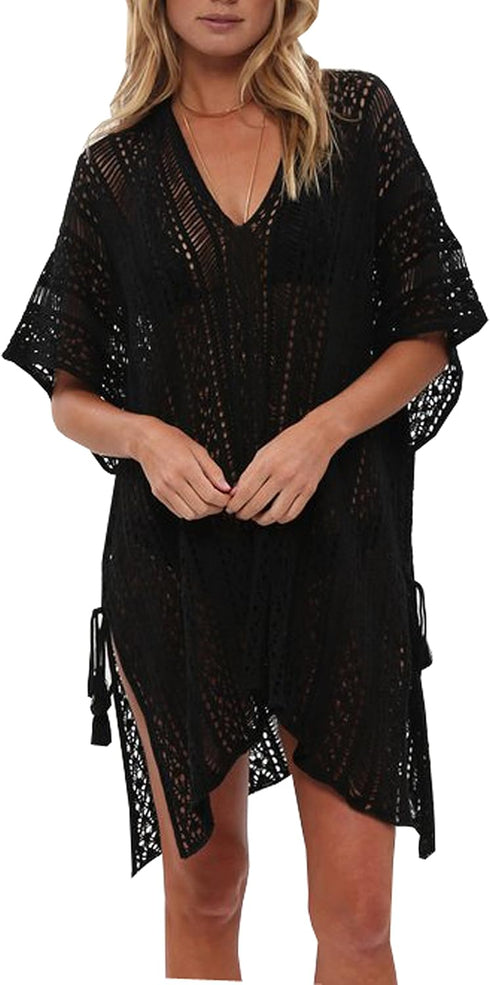 Wander Agio Beach Swimsuit for Women Sleeve Coverups Bikini Cover Up Net...