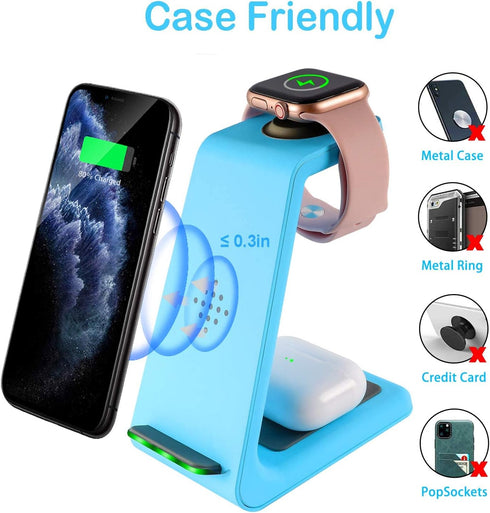 Wireless Charger Stand,YOCUNKER 3 in 1 Qi Fast Wireless Charging Station Dock for Apple Watch7/SE/6/5/4/3/2, Airpods Pro/3/2, iPhone 14/13/13 Pro/...