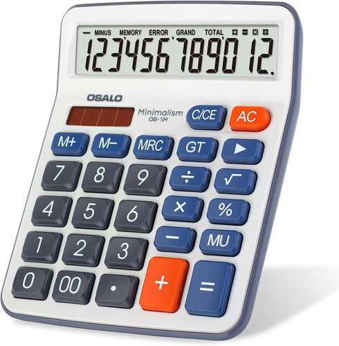 Desktop Calculator Extra Large 5-Inch Clear LCD Display 12-Digit Big Number Button Office Calculator with Auto Sleep Function (OS-5M)...