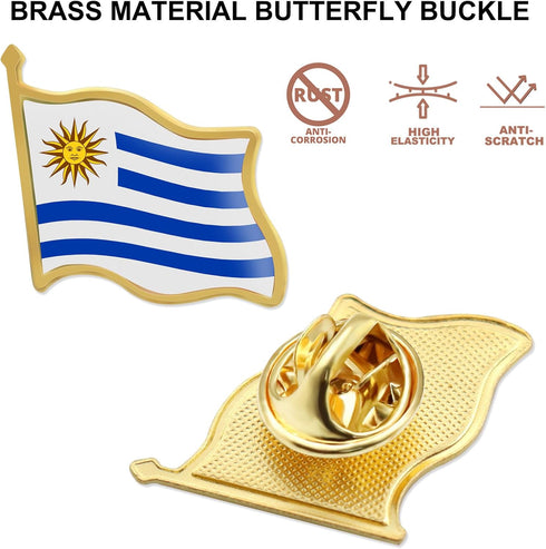 12/24/50/100Pcs Uruguay Flag Lapel Pins Bulk - Metal Uruguayan Brooch Badge Souvenir for Men Women Clothes Bags Hats...