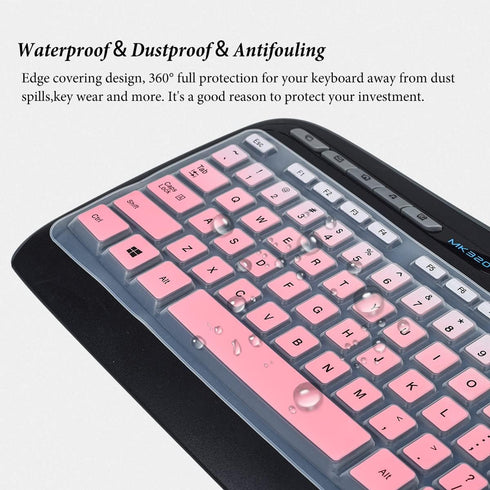 Keyboard Cover for Logitech MK320 MK330 K330 Wireless Desktop Keyboard, Logitech MK320-YR002/Y-R0009 Keyboard Skin Accessories-Gradual Pink...
