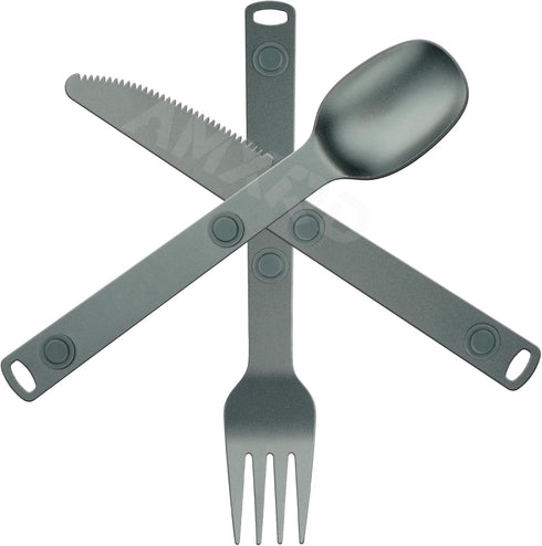 Magnetic Camping Utensils Set, Portable & Reusable Metal Travel Flatware, Outdoor Backpacking Cutlery Set, Knife, Fork & Spoon, 3-PACK, Gray...