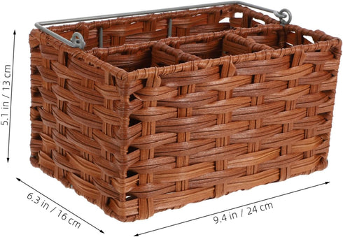 Cutlery Storage Basket Rattan Cutlery Tray Table Trays Flatware Organizer Countertop Utensil Holder for Kitchen Counter Silverware Makeup Organise...