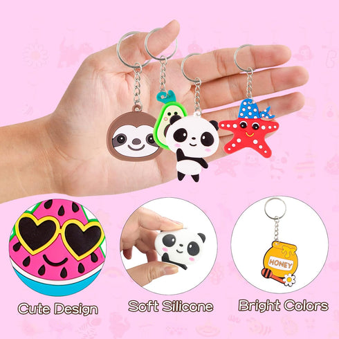 70Pcs Video Game Party Favors Video Game Keychains for Kids Birthday School Party Dinosaur Donut Marine Animal Mermaid Rainbow Bulk Keychains for ...