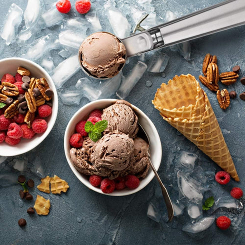 Premium Ice Cream Scoop with Trigger Ice Cream Scooper Stainless Steel, Heavy Duty Metal Icecream Scoop Spoon Dishwasher Safe, Perfect for Frozen ...