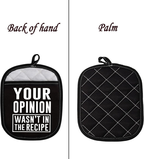 LEVLO Funny Cooking Gifts Your Opinion Wasn't in The Recipe Pot Holders Chef Gift Birthday Gift (Your Opinion Wasn't in The Recipe)...