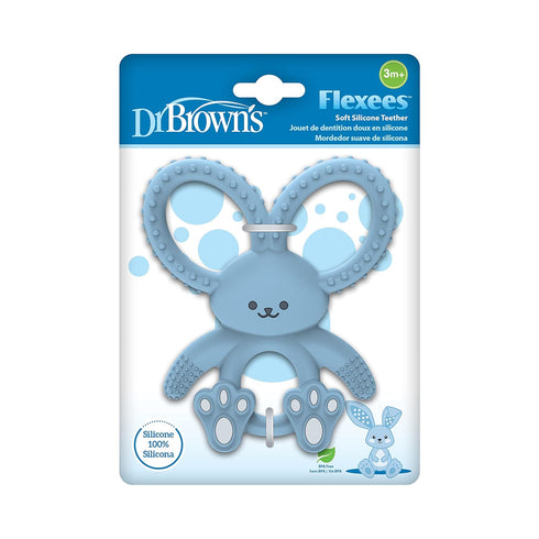 Dr. Brown's Flexees Blue Bunny, Soft 100% Silicone Baby Teether, BPA Free, 3m+...