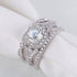 Fashion Ring Set Three-in-One Round Wedding Bands Set Engagement Rings 925 Silver Ring Cubic Zirconia CZ Promise Eternity Band for Women Size 6-10...