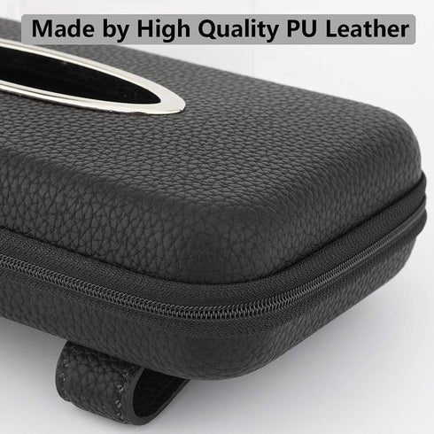 Sun Visor Tissue Holder, Zipper Napkin Holder, PU Leather Backseat Tissue Case for Car, Vehicle (Black)...