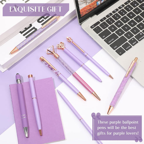 9 Pcs Ballpoint Pens Set Metal Crystal Diamond Pen Glitter Pen for Journaling Black Ink Pretty Cute Pens Fancy Pens Gifts for Women Girls Christma...