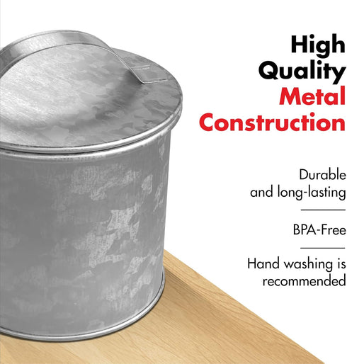 Amici Home Newport Galvanized Metal Canister | Dry Food Storage Container | Airtight Lid | 30 Ounce Capacity | Farmhouse Décor | Rustic Metal Cani...