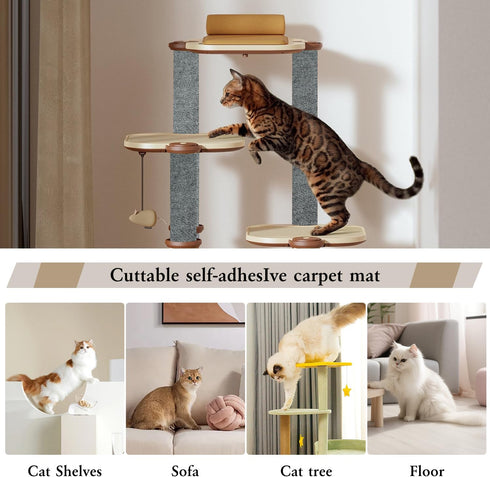 Trimmable Cat Scratching Post Carpet Trimmable Self-Adhesive Carpet Mat Pad Replacement for Cat Tree Shelf Shelves, Cat Wall Furniture Steps, Cat ...