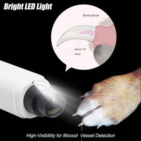 Dog Nail Grinder with LED Light,2-Speed Rechargeable Dog Nail Trimmer, Upgraded Powerful Electric Dog Toe Nail File Quiet Painless, Paws Grooming ...