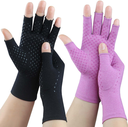 2 Pairs Arthritis Gloves, Compression Gloves for Women Men, Relieve Arthritis, Rheumatoid, Osteoarthritis, Carpal Tunnel Pain, Anti-Slip Fingerles...