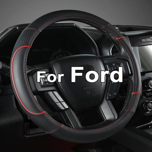 GIANT PANDA Steering Wheel Cover for Ford F150 F250 F350 Expedition - Black+Red Trim...