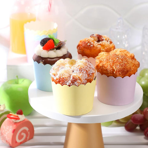 100 Pieces Baking Cups Cupcake Wrappers for Muffins 5.5 oz Multi Color Baking Cups for Desserts Baby Showers Birthday Party Celebrations (Pastel C...