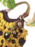 Flower Keychain Purse Tassels Charms Women Handbags Designer Bag Accessories Keyring Decor Sunflower Key Ring 8'' Long (Brown)...