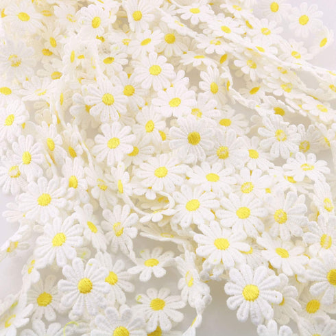 Tegg Lace Ribbon 5 Yards 25mm Daisy Sun Flower Trims DIY Ribbon Lace for Applique Headband Sewing DIY Craft...
