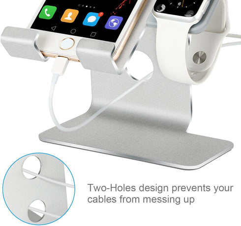 Tranesca 2 in 1 Charging Stand Compatible with Apple Watch Series Ultra2/Ultra/9/8/7/6/5/4/3/2/1/SE (38mm/40mm/41mm/42mm/44mm/45mm/49mm) and Compa...
