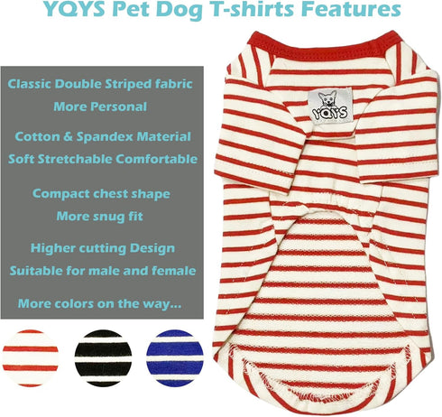 YQYS Pet Dog T-shirts Thick Striped Cotton Tee Shirt for Small Dogs and Cats Puppy Clothes Dog Apparel Teacup Dog Clothing for Chihuahua Yorkie Po...