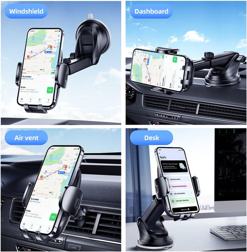 Car Phone Holder Phone Holders for Your Car Windshield Dashboard Air Vent Universal Hands Free Car Mount Phone Holder with Suction Cup Base and Te...