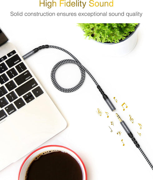 BlueRigger Headphone Extension Cable (25FT, 24K Gold Plated Jack, Hi-Fi Sound, 3.5mm Male to Female Stereo Audio Cable) – Aux Cord for iPod, Lapto...