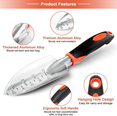 Garden Shovel Trowel Garden Tool with Measurement Mark, Heavy Duty Gardening Shovel Hand Tools Garden Spade with Ergonomic Handle, Small Garden To...