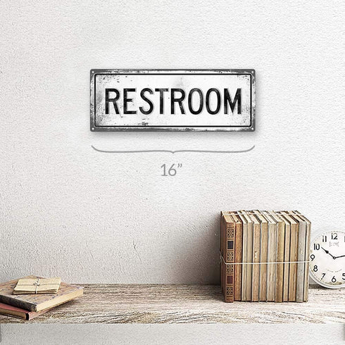 Restroom 6"x16" Metal Sign, Retro, Restroom, Rustic...