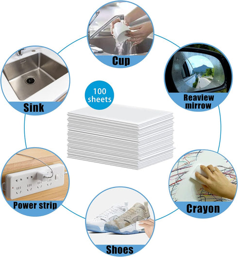 100PCS Eraser Sheets, Magic Cleaning Sponge Disposable, Thin Nano Dish Sponge Cleaner Pads Eraser Wipes for Kitchen Shoe Furniture Bathroom Shower...