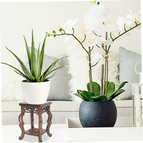 Potted Plant Shelf 2pcs Base Supplies Round Wooden Office Flower Pot Holder Shelf...