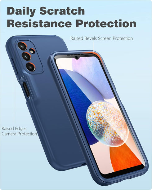 FNTCASE for Samsung Galaxy A14-5G Case: Shockproof Silicone Protective Phone Case with Built-in Screen Protector - Slim Dual Layer Rugged Durable ...