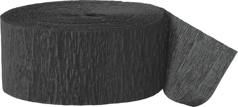Premium Black Crepe Paper Streamer - 81 ft (1 Pc) - Perfect for Birthdays, Weddings, and Events...