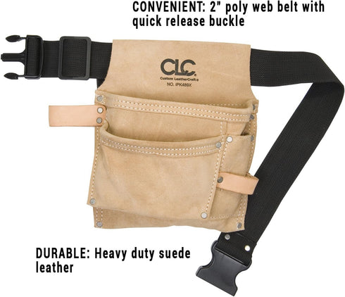 Custom LeathercraftIP489X Suede Tool Bag & Poly Web Belt, 3 Pocket , Tan...