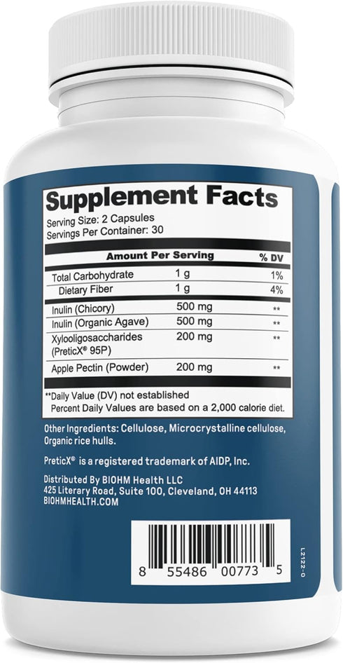 BIOHM Prebiotic Fiber Supplement - 4 Dietary Prebiotic Fiber That Nourishes Good Bacteria and Helps Improves Gut Health & Immune System - Includes...