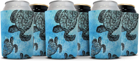 WIRESTER Can Cooler Sleeves for Soda Beer Can Drinks, 6 Pack - Ocean Sea Turtle...