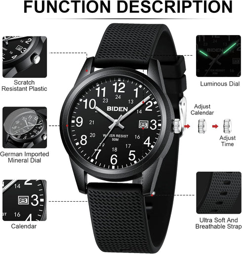 Mens Watches Analog Quartz Sports Unisex Watch 30M Waterproof Nurse Watches for Men Women Nurse Medical Professionals-Military Time with Second Ha...