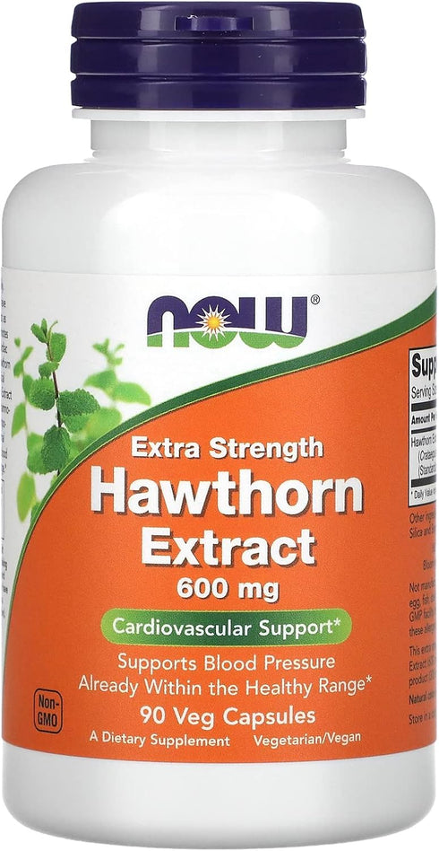 NOW Supplements, Hawthorn Extract 600 mg, Extra Strength, Cardiovascular Support*, 90 Veg Capsules...