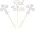 Ercadio Silver Glitter God Bless and Baptism Cupcake Toppers Cross Cupcake Picks Christian Party Decoration Supplies 24 PCS...