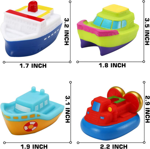 Bath Toys, 6 Packs Light up Boat Floating Rubber Set, Flashing Color Changing Light in Water, Tub Gift for Baby Infant Toddler Child Kid, Bathtub ...