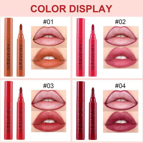 Lip Stain Pen, Velvet Matte Lip Marker, Hydrating and Waterproof Formula, Smooth Longlasting Natural Lipstick Pen Quick Drying Lip Color, 2-in-1 L...