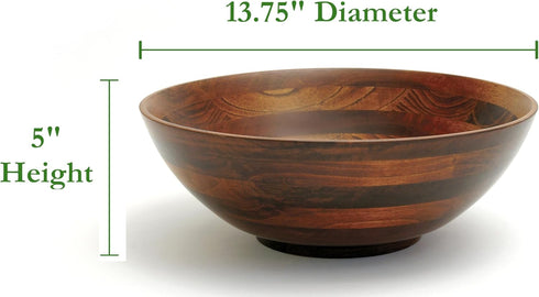 Lipper International Beechwood Cherry Finished Footed Serving Bowl for Fruits or Salads, Large, 13.75" Diameter x 5" Height, Single Bowl,216.41 fl...