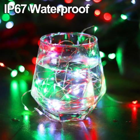 Solar Christmas String Lights Outdoor,Red White Green Fairy Lights, IP67 Waterproof 2PACK Total 200LED 66FT with 8Modes, Outside Christmas Decorat...