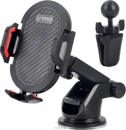 Car Phone Holder Mount with Vent, Strong Grip Dashboard & Windshield-360° Adjustable Holder with Extendable Arm, Universal Smartphone Compatibilit...