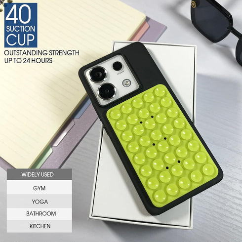 Suction Cup Phone Mount, Double Sided Silicone Suction Phone Case, Phone Sticky Grip for iPhone and Android, Hands-Free Fidget Toy Mirror Shower P...