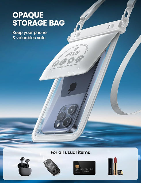 Lamcall Double Bag Waterproof Phone Pouch - IPX8 Waterproof Phone Case with Lanyard, Cell Phone Dry Bag Beach Essentials for iPhone 15/14/13 Pro/P...