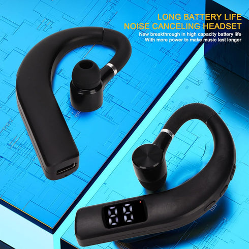 ASHATA Bluetooth Earpiece, BT5.2 Wireless Handsfree Bluetooth Headset, 240mAh Battery, IPX5 Waterproof 180 Degree Rotating Ear Hook Earphone for P...