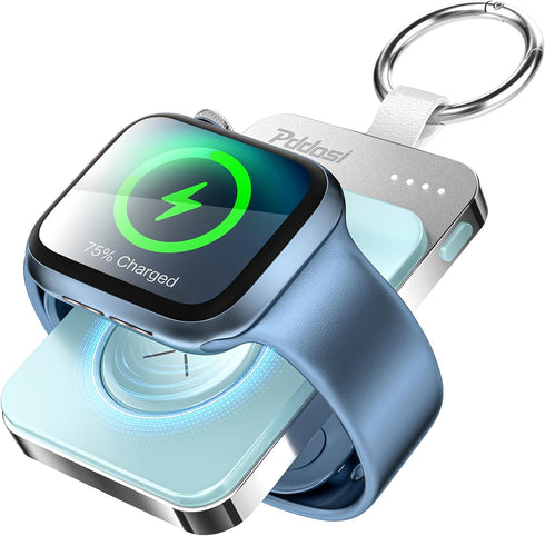 Portable Wireless Charger for Apple Watch, 1500mAh Magnetic iWatch Charger Travel, Portable Watch Charger Keychain Power Bank for iWatch Series 9/...
