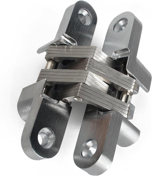 Hidden Door Hinge (0-180 Opening Angle) Zinc Alloy Hidden Hinge Door Hardware Accessories (Silver -Small)...